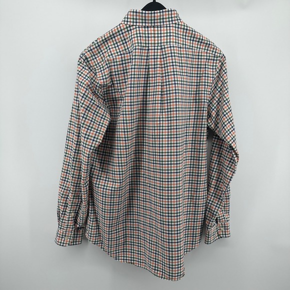 Ralph Lauren Mens Large Gingham Check Button Down Shirt Orange Green Navy Cotton - Picture 6 of 6